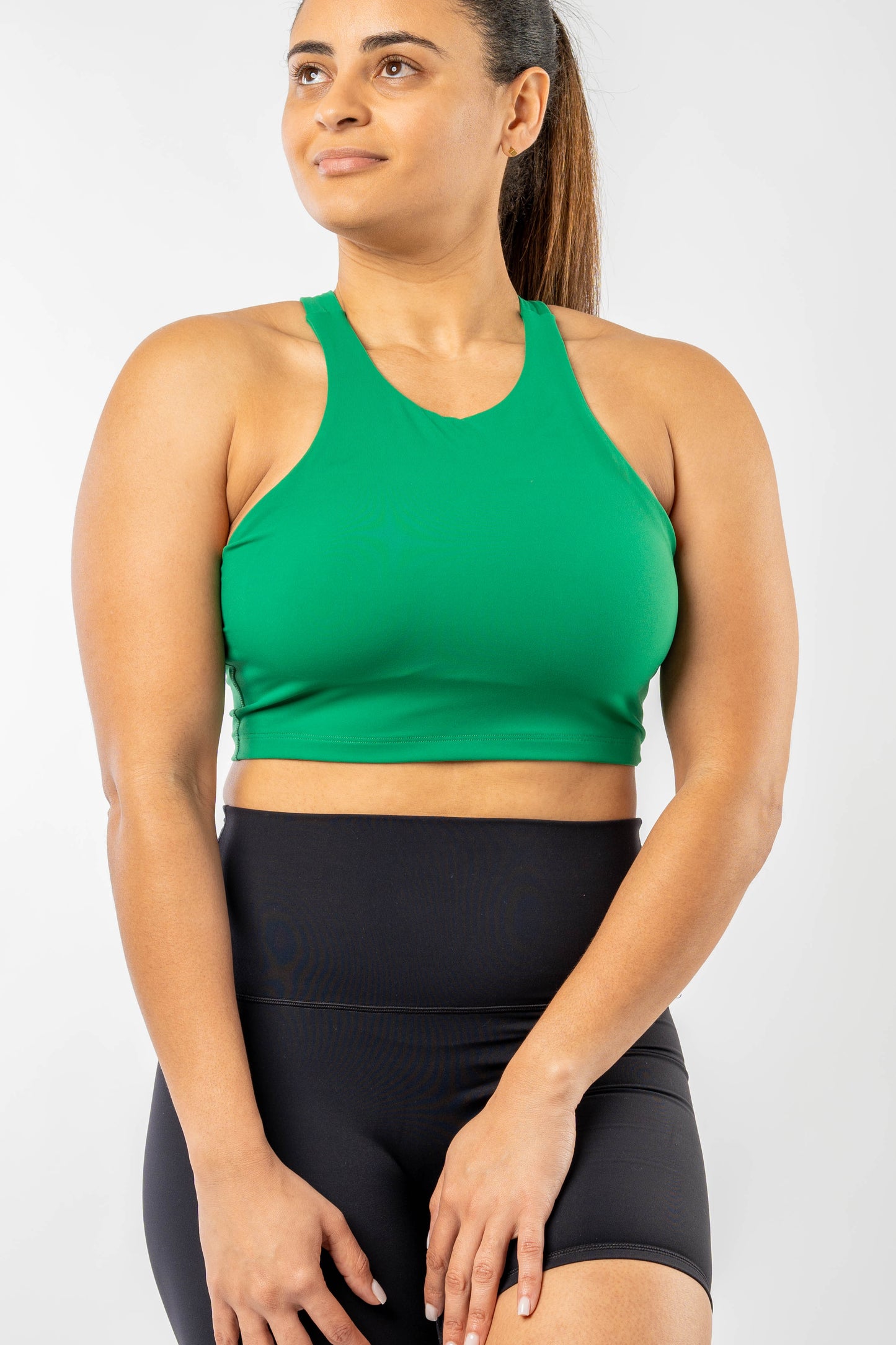 High Neck Tank | Built In Cup | Green